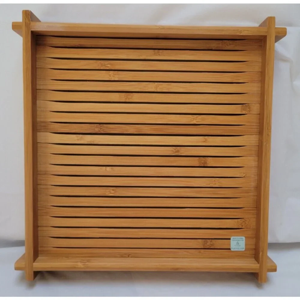 PartyLite Bamboo Wooden Tray Holder with Mint Green Box - Picture 7 of 15